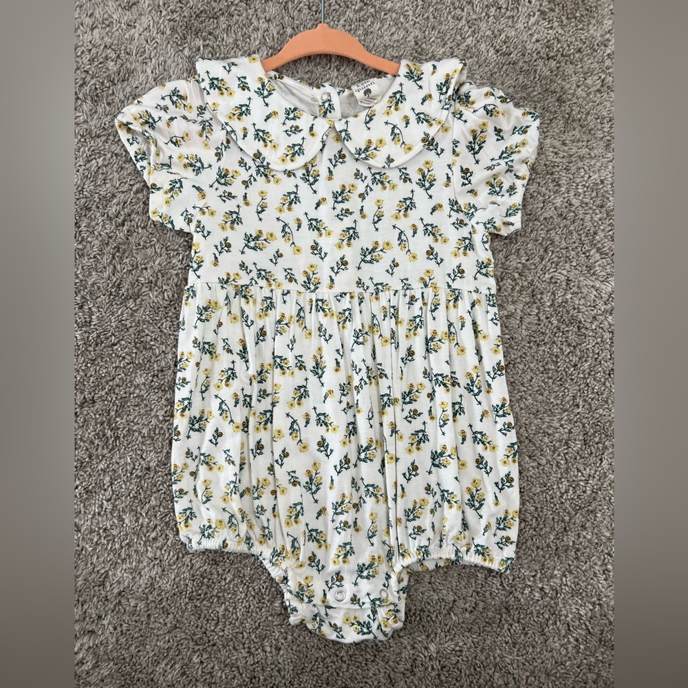 Kate Quinn Chamomile floral Baby bubble Romper Peter Pan Collar 2T like new